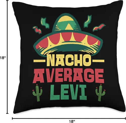 Miniatura 4 de Not Your Ordinary Name. Nacho Average Levi - Almohada (18 x 18 pulgadas), multicolor