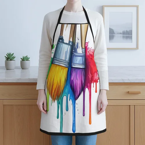 Miniatura 6 de Delantal artístico para pintar, colorido diseño de pinceladas para cocina, equipo de estudio de arte para adultos, suministros de arte de primavera