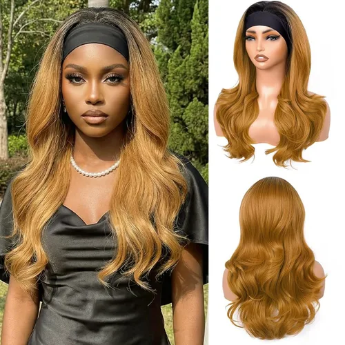 Miniatura 17 de Peluca de Diadema Ondulada Onda Corporal Suelta Sin Pegamento Cabello Sintético para Mujeres Negras Sin Encaje Frontal Pelucas de Diadema Densidad