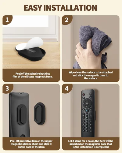 Miniatura 6 de Paquete de 6 soportes magnéticos para control remoto – Soporte de pared magnético de silicona mejorado para TV, ventilador y aire acondicionado