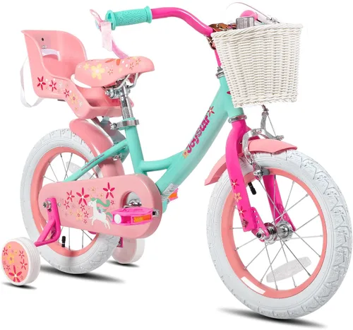 Miniatura 14 de JOYSTAR Unicorn Kids Bike for Girls Ages 2-9 Years Old, 12 14 16 18 Inch Kids Bike with Training Wheels, Doll Seat, Streamers and Basket, Toddler