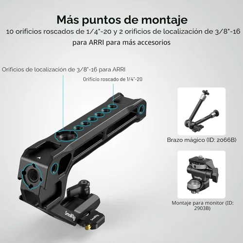 Miniatura 5 de SmallRig Mango superior ligero NATO, agarre NATO de liberación rápida con riel NATO para jaula de cámara DSLR, mango superior universal con 5