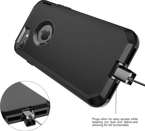 Miniatura 4 de MXX Funda resistente para iPhone 8 con protector de pantalla [sin clip para cinturón] [3 en 1 capas de protección] cubierta de protección de goma