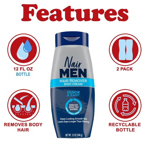 Miniatura 2 de Nair Crema corporal depilatoria para hombres, 12 onzas (paquete de 2)
