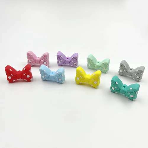 Miniatura 5 de 16 cuentas de lazo de silicona con forma de lazo, cuentas focales con forma de lazo para bolígrafos, llavero, fabricación de pulseras, fabricación