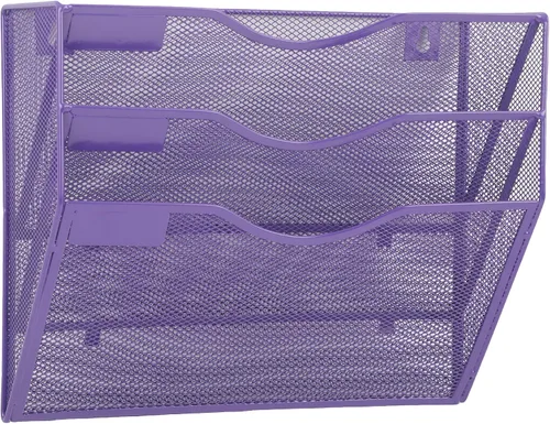 Miniatura 56 de EASEPRES Organizador de archivos de malla de 3 bolsillos para colgar en la pared, carpeta de papel para correo montada en la pared, organizador