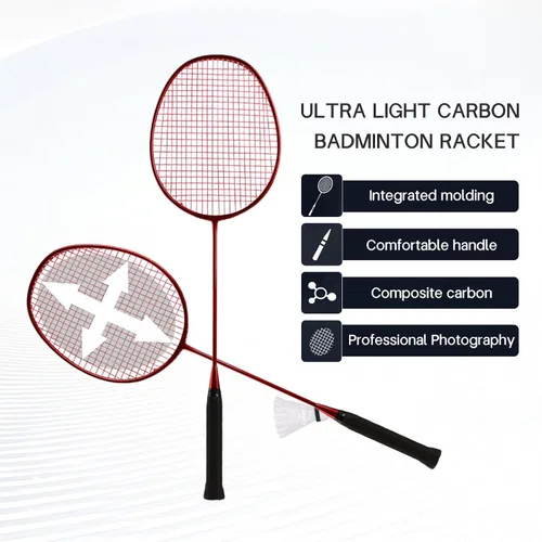 Miniatura 2 de Raquetas de bádminton, juego de raquetas de bádminton, ofensivas y defensivas, raqueta de entrenamiento profesional ultraligera de carbono compuesto