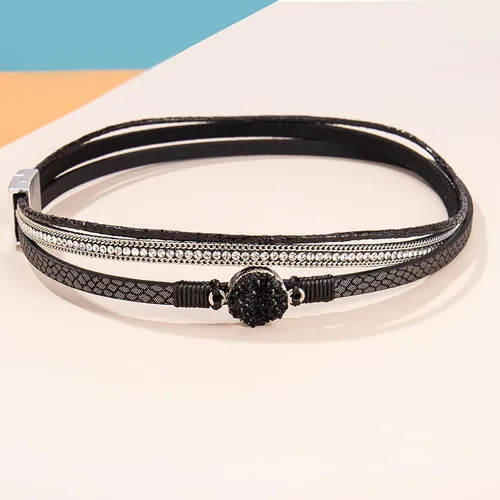Miniatura 6 de Pulseras bohemias de cuero con cierre magnético para mujer, Cuero sintético