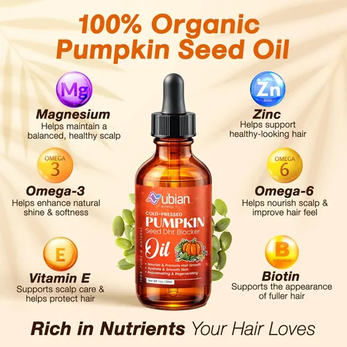 Miniatura 3 de Aceite de semilla de calabaza orgánico - Bloqueador DHT para el crecimiento del cabello de las mujeres - Bloqueador DHT para hombres - Aceite