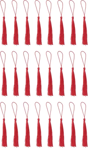 Miniatura 9 de SOWAKA 30 piezas de mini borlas suaves con lazo para manualidades, proyectos de manualidades, aretes, fabricación de joyas, recuerdo, graduación