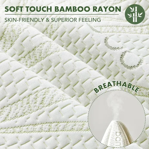 Miniatura 6 de Protector de colchón impermeable tamaño individual XL, protector de colchón transpirable de rayón de bambú con bolsillos elásticos profundos