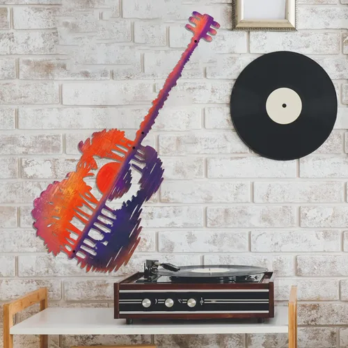 Miniatura 7 de KOYILTD Decoración de pared de metal rústico Music Is What Feelings Sound Like Guitar Pick Escultura de pared de guitarra, arte de pared de guitarra