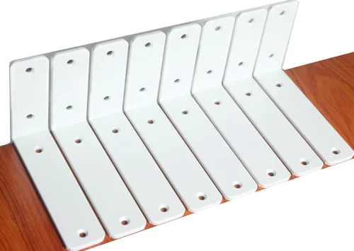 Miniatura 50 de Paquete de 12 soportes de estante en L de 8 pulgadas de largo x 6 pulgadas de alto x 1.5 pulgadas de ancho, 5 mm de grosor, soporte de estante en L