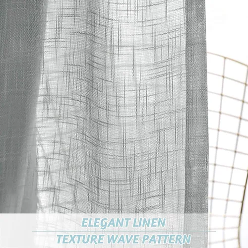 Miniatura 3 de RYB HOME - Cortinas de lino con textura transparente, 2 paneles