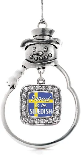 Miniatura 56 de Inspired Silver - Adorno de rodillo de reina - Adorno cuadrado de plata con muñeco de nieve con joyas de circonita cúbica