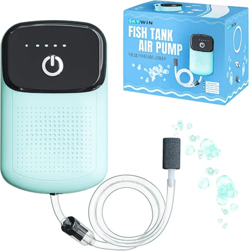 Skywin Portable Aerator for Fish,USB Rechargeable Live Bait Aerator 18–32H Battery, Keeps Bait Alive Anywhere, Quiet Aquarium Water Pump for Azul (1