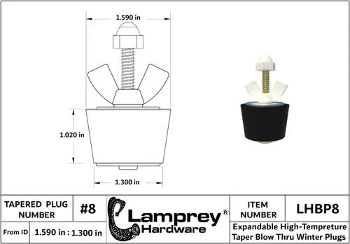 Miniatura 2 de #8 Invierno Plug Blow Thru con válvula Schrader para tubo de 1,5 pulgadas - LHBP8 (1)