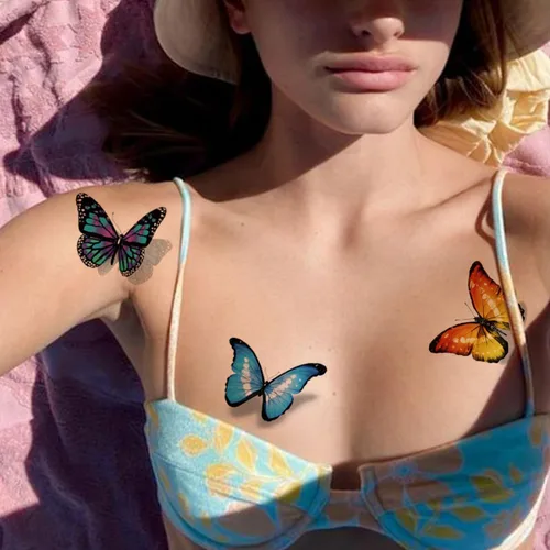 Miniatura 4 de CHARLENT 148 hojas individuales de tatuajes temporales de mariposa para niñas y mujeres, tatuajes de mariposa realistas 3D para niños, regalos