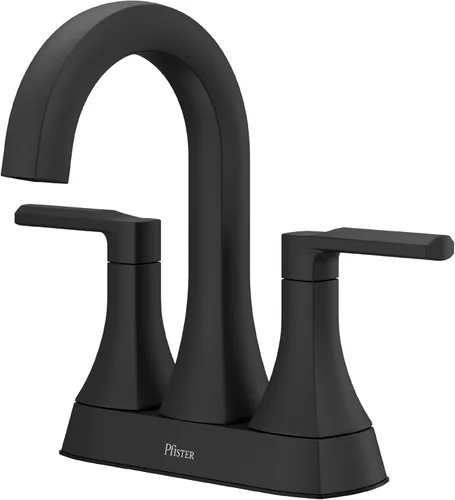 Miniatura 24 de Grifo de lavabo de baño Pfister Vaneri, 8 pulgadas de separación, 2 manijas, 3 orificios, certificado NSF, acabado negro mate, LF049VRIBB
