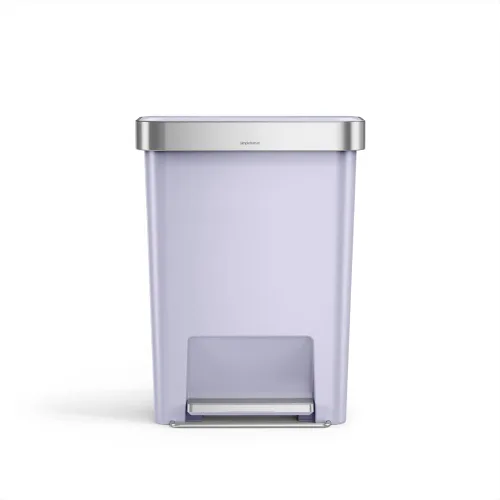 Miniatura 11 de Simplehuman Bote de basura con pedal híbrido, de 45 litros / 12 galones, rectangular para cocina, con base ancha y estable con pedal de acero