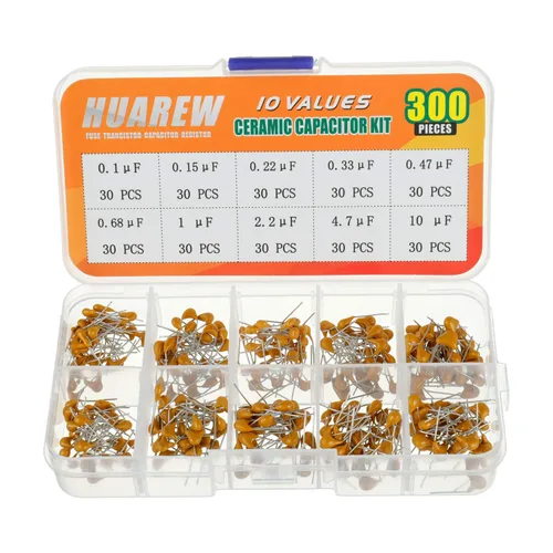 10 Valores 300 piezas de condensador de cerámica 0.1 0.15 0.22 0.33 0.47 0.68 1 2.2 4.7 10 uF/100-10000 nF Surtido Kit