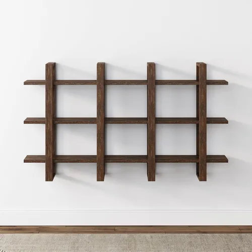 Miniatura 13 de Nathan James Benji - Estantería de pared de mediados de siglo, estante decorativo flotante de madera de 3 niveles, roble negro