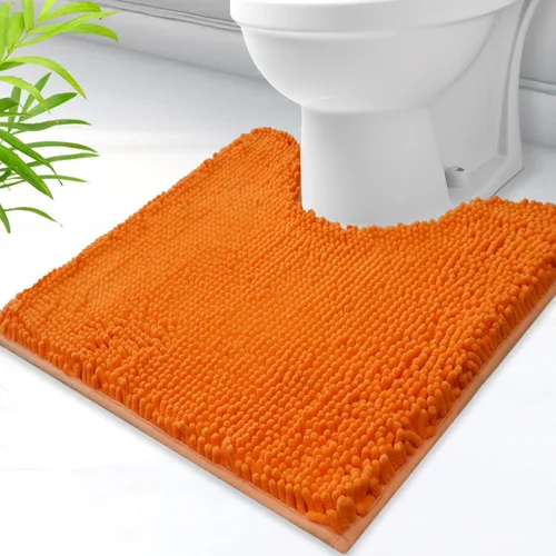 Miniatura 22 de Alfombras de baño en forma de U, alfombras de baño de felpilla súper absorbentes y respaldo antideslizante de PVC fuerte para inodoros, lavables a