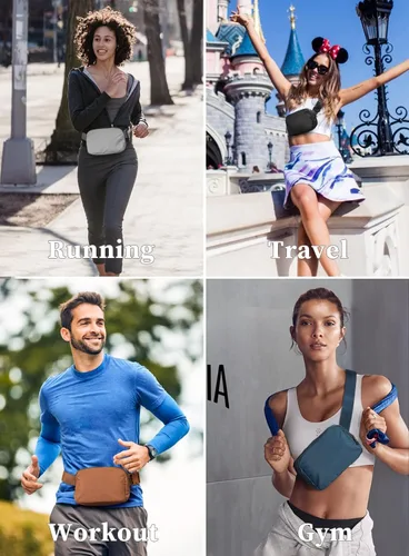 Miniatura 6 de Everywhere - Bolsa de cinturón para mujer, mini bolsa ligera con cintura ajustable, impermeable, cruzada para correr, viajar, senderismo, Negro