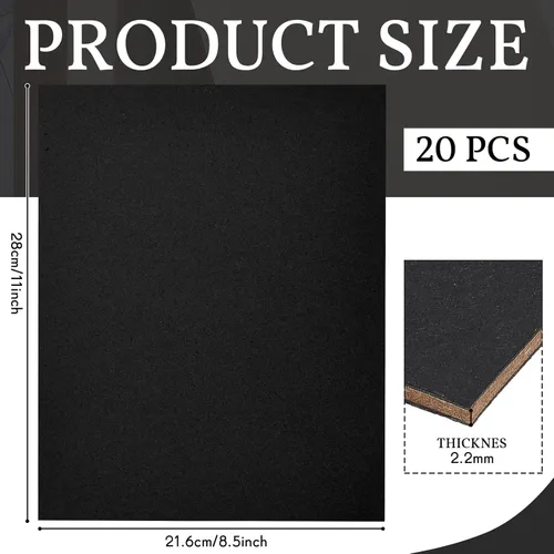 Miniatura 2 de 20 Piezas Tablero para Libros, Tablero de Encuadernadores Cartón Prensado Tablero para Libros de Diseño Kraft Láminas de Cartón Prensado Extra Negro