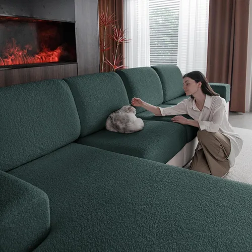 Miniatura 10 de OHSIO Fundas de Cojines de Sofá para Sofá Seccional, Fundas de Sofá Suaves Elásticas Lavables Resistentes al Desgaste Protector Universal de Muebles