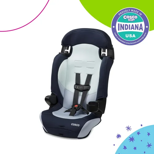 Miniatura 2 de Cosco Kids Finale DX - Asiento elevador 2 en 1 para automóvil, orientado hacia adelante (40-65 libras) y refuerzo de respaldo alto con Ondas