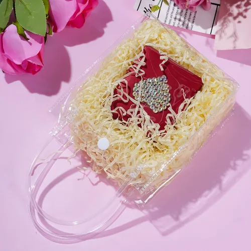 Miniatura 6 de 25 bolsas de regalo de PVC transparente con asas, bolsa de plástico pequeña, envoltura de regalo transparente reutilizable / bolsas de compras