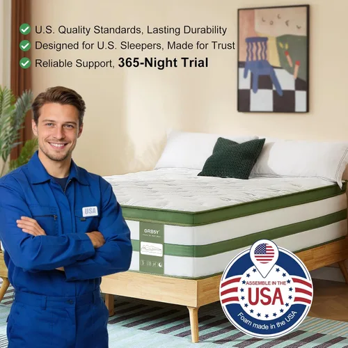 Miniatura 7 de Full XL Mattress 12 Inch, Hybrid Mattress in a Box, Cooling Gel Memory Foam, 7-Zone Pocketed Coils, Meiudm Firm Mattresses for Back Pain Relief