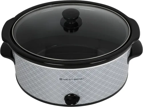 Miniatura 4 de Olla de cocción lenta West Bend de 6 cuartos de galón manual estilo cerámica con olla de cerámica ovalada apta para lavavajillas y tapa de vidrio