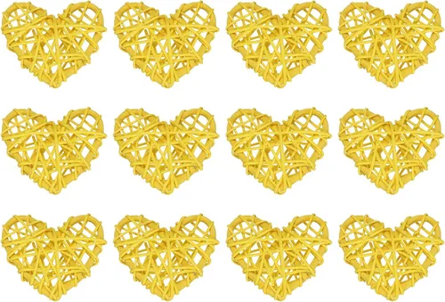 MECCANIXITY 12 piezas de jarrón de ratán en forma de corazón de ratán natural para decoración del día de San Valentín, decoración del hogar, boda,