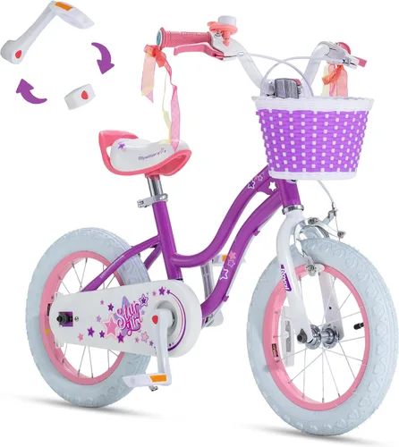 Miniatura 15 de RoyalBaby Bicicleta EZ para niñas, bicicleta Stargirl, entrenamiento libre, equilibrio a pedal, bicicleta de fácil aprendizaje, 12-20 pulgadas