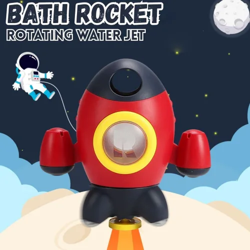 Miniatura 4 de Juguetes de baño para bebés, juguetes de bañera con forma de cohete espacial para niños pequeños, juguetes de agua con fuente giratoria, juguetes
