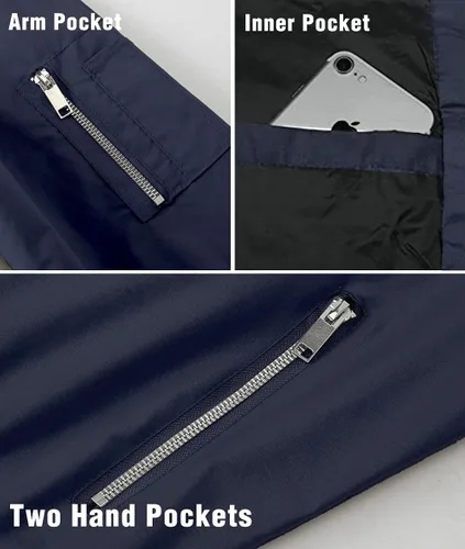 Miniatura 5 de HJWWIN Men's Slim Fit Lightweight Softshell Flight Bomber Jacket Spring Fall Coat with Pockets