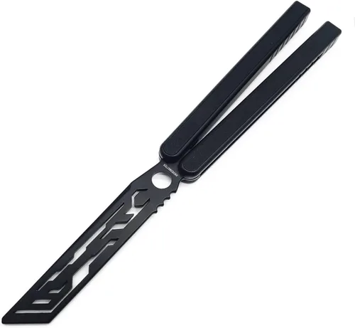 Cuchillo de mariposa para práctica, cuenta con bujes, asas de aluminio 6061, incrustaciones G10, Tech-Noir hecho a medida (opaca)