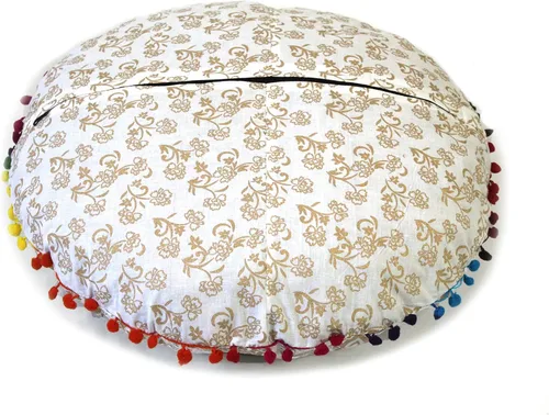 Miniatura 8 de CRAFT KALA Funda de cojín de suelo de 22 pulgadas para sentarse, funda de cojín de meditación grande para adultos, diseño de mandala bohemio, funda