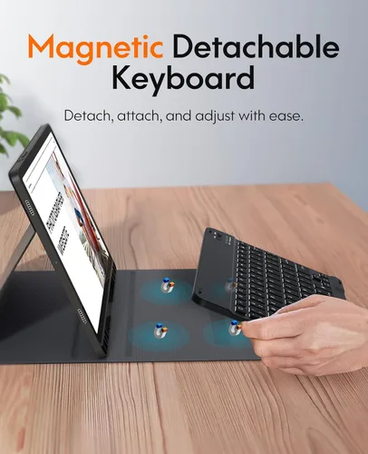Miniatura 3 de CHESONA Funda para Samsung Galaxy Tab S9 Fe con teclado, retroiluminación de 7 colores, teclado magnético desmontable y soporte para S Pen, funda