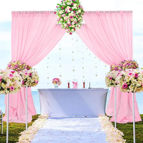 Miniatura 34 de DUOBAO Cortina de gasa naranja transparente de 10 pies, 2 paneles de 29 x 120 pulgadas, cortinas de tela de gasa para ceremonia de boda, cortinas