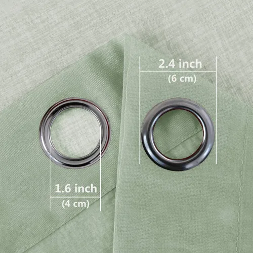 Miniatura 4 de DWCN - Cortinas de gasa transparente, estilo lino, con ojales, diseño de lino, para sala de estar, juego de 2 paneles