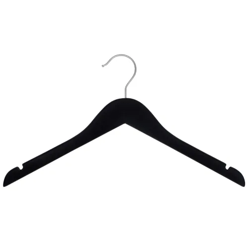 Miniatura 4 de NAHANCO Percha de madera para camisas, 17 pulgadas, goma negra (paquete de 100)