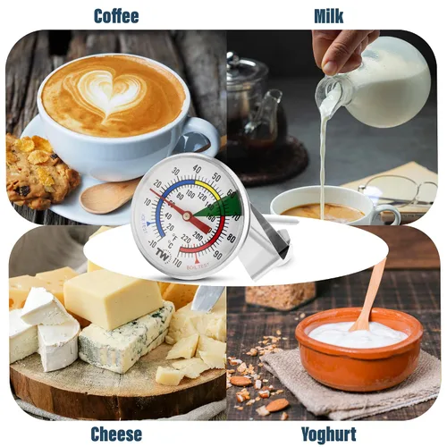Miniatura 8 de Termómetro de leche para vaporizar leche - Ideal como termómetro de temperatura de café con sonda de acero inoxidable de 175 mm y clip para café