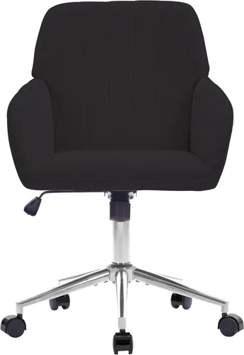 Miniatura 15 de YITAI Silla de escritorio giratoria de terciopelo de 360°, moderno sillón de oficina en casa con base dorada y ruedas para tocador, cómoda silla