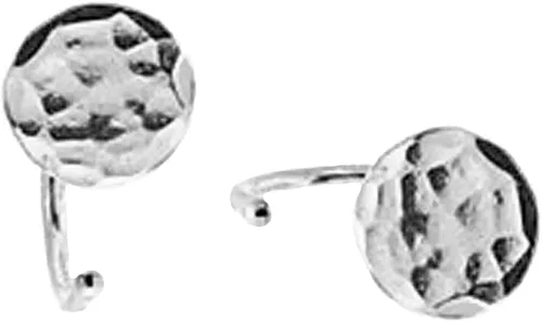 Miniatura 11 de Half Huggie Hammered Silver Disc Hoop Earrings for Women Tiny Cartilage Birthstone Stud Piercing Earring Hypoallergenic Screw Back Dainty Hug