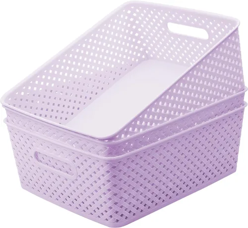 Miniatura 18 de MaxGear Organización y Almacenamiento 3 Paquetes, Contenedores Organizadores de Plástico, Cestas Tejidas para Almacenamiento, Cestas de Plástico