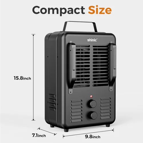 Miniatura 7 de Shinic Calentador Milkhouse de 1500 W, calentador utilitario Milkhouse con termostato ajustable, protección contra sobrecalentamiento y vuelco