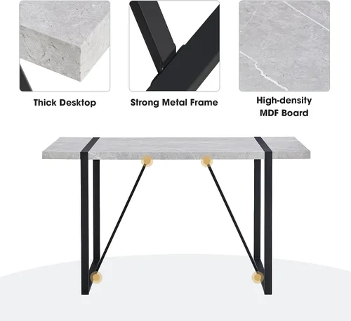 Miniatura 2 de 55 inch Kitchen Table for 4 People, Rectangular Dinner Table Easy Assembly, (Gray)(ONLY Table) UA736